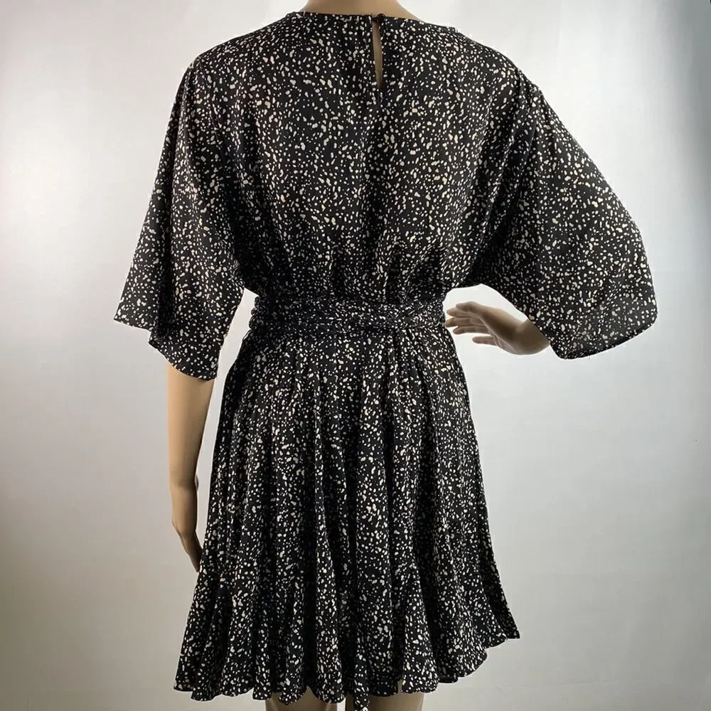 Mittoshop Milky Way black mini A-line dress size S
